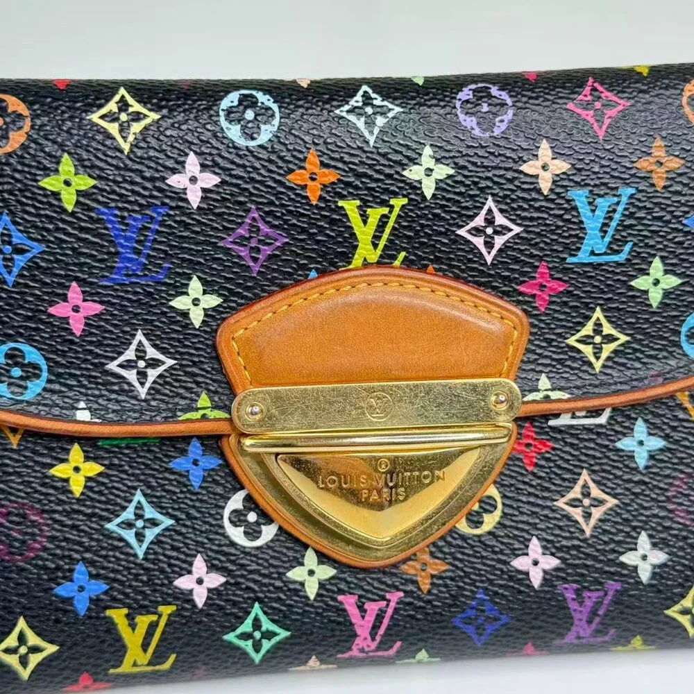 Louis Vuitton Black Multicolor Wallet with Colorful Monogram Design